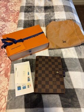 Louis Vuitton Damier Ebene Brown and Dark Brown Home Office Planner Size Medium